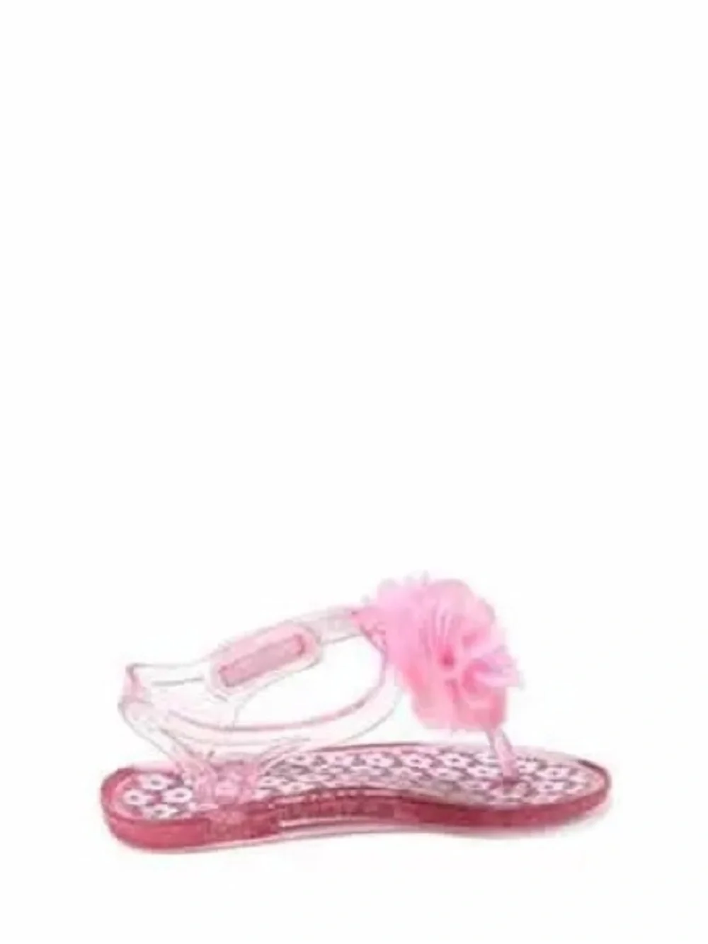 Girls Pink Glitter Jelly Sandals Flower Velcro Flip Flops Size 10